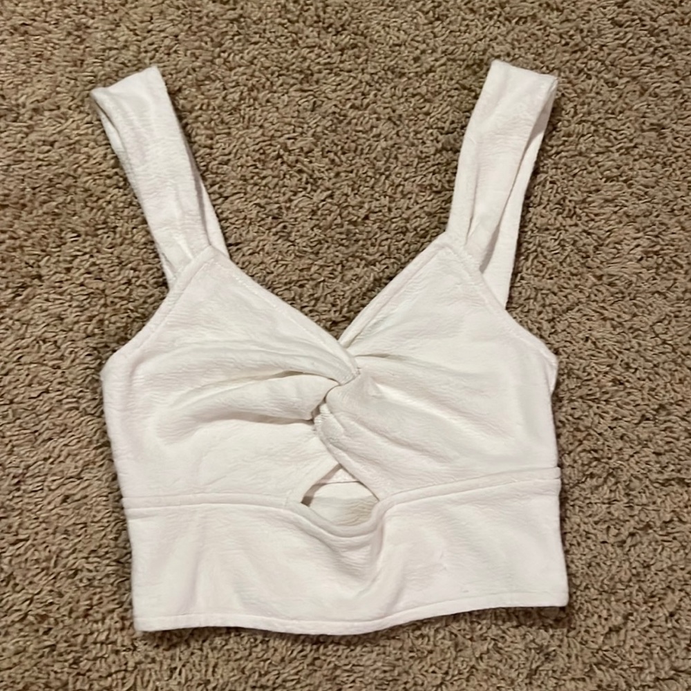 Brand New Madewell Cropped White Tank With Cut Out, Size XXS